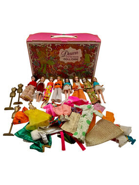 Vintage Topper Dawn Doll Lot 8 Dolls Carrying Case Clothes Accessories 1970s HTF